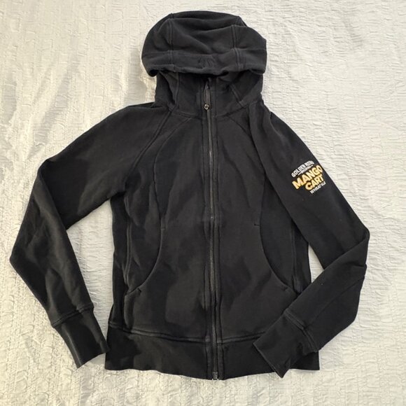 Lululemon Scuba Hoodie Light Cotton Fleece Black Full-Zip Sweatshirt Size 6 - Picture 2 of 12